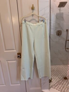 OGL Cropped Wide-Leg Trousers in Pale Mint